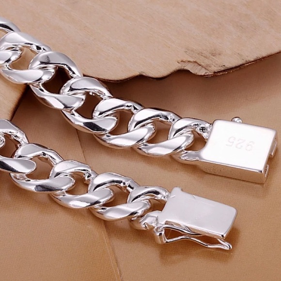 Other - 925 Sterling silver 10MM 8 inches fashion Silver color Jewelry Bracelets